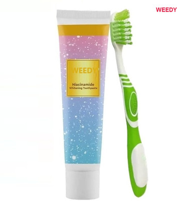 WEEDY Niacinamide Toothpaste with Toothbrush for Deep Teeth Cleaning(2 Items in the set)