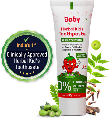 BabyOrgano HERBAL KIDS TOOTHPASTE With the goodness of Powerful Herbs Babool & Mulethi Toothpaste(50 g)