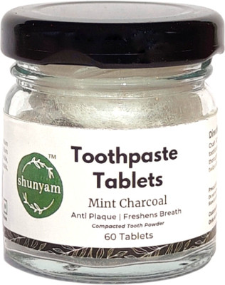 Shunyam Toothpaste Tablets Fluoride Free - Teeth Whitening Activated Charcoal (60 Tabs) Toothpaste(50 g)