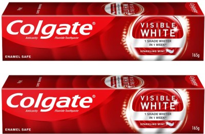 Colgate Visible White Sparkling mint- 165gm Each Toothpaste(165 g, Pack of 2)