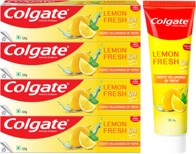 Colgate Lemon Fresh Gel Tooth Paste Fights Yellowness of Teeth, Fresh Flavor (120g x 4) Toothpaste(480 g, Pack of 4)