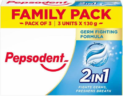 PEPSODENT 2 in 1 | Germ Fighting Formula Toothpaste(390 g, Pack of 3)