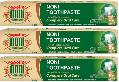 Apollo Noni Toothpaste for Cavity Protection Herbal Toothpaste Toothpaste Pack of 3 Toothpaste(150 g, Pack of 3)