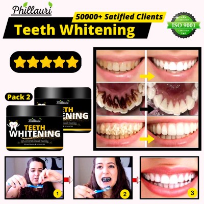 Phillauri Teeth Whitening Powder Activated Charcoal for Natural Teeth Whitening(100 g, Pack of 2)