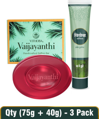 Vithoba Premium Toothpaste 40g & Vaijayanthi Handcrafted Saffron Soap 75g Toothpaste(2, Pack of 3)