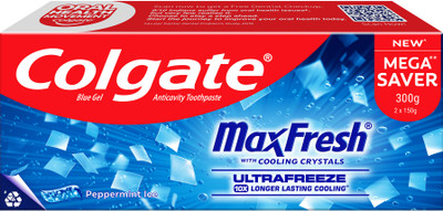Colgate MaxFresh Toothpaste, Blue Gel Paste with Menthol: Peppermint Ice (Combo Pack) Toothpaste(300 g, Pack of 2)