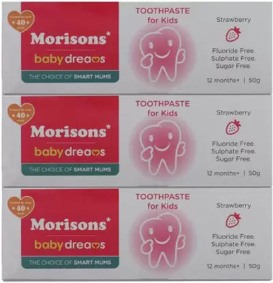 Morisons baby strawberry toothpaste for kids pack of 3 (50g) Toothpaste(150 g, Pack of 3)