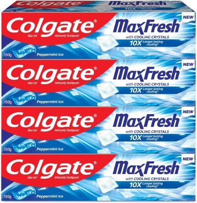 Colgate MaxFresh Toothpaste, Blue Gel Paste with Menthol - Peppermint Ice (Combo Pack) Toothpaste(600 g, Pack of 4)
