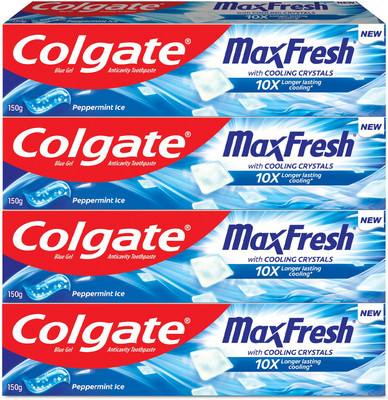 Colgate MaxFresh Toothpaste, Blue Gel Paste with Menthol - Peppermint Ice (Combo Pack) Toothpaste(600 g, Pack of 4)