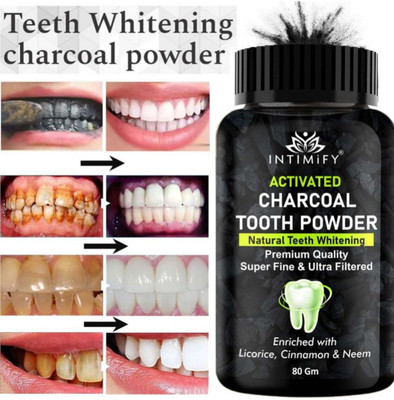INTIMIFY Charcoal Teeth Whitening Powder, For Yellow Stain, Eliminates Bad Breath(80 g)