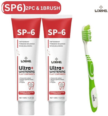 LORSHEL Sp 6 Ultra Clean Teeth Toothpaste for a Fresh Start with brush Toothpaste(60 g, Pack of 2)