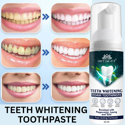 INTIMIFY Teeth Whitening Foam Toothpaste, Restores Natural Whiteness & Fresh Breath Toothpaste(60 ml)
