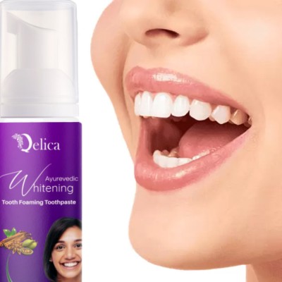 Qelica Ayurvedic Teeth Whitening Foam To Remove Bad Breath Fights Germs For Women & Men - Mint(60 ml)