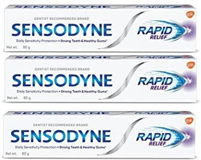 SENSODYNE Toothpaste Rapid Relief, 80 gm PAK OF 3 Toothpaste(240 g, Pack of 3)