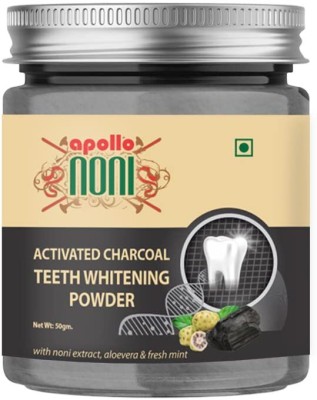 Apollo Noni Activated Charcoal Teeth Whitening Powder| Enamel Safe Teeth Whitener|Fresh Mint(50 g)