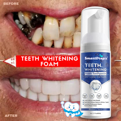 smartdrops Teeth Whitening Foam Deep Clean Action, Enamel Safe Smile Solution Toothpaste(60 ml)