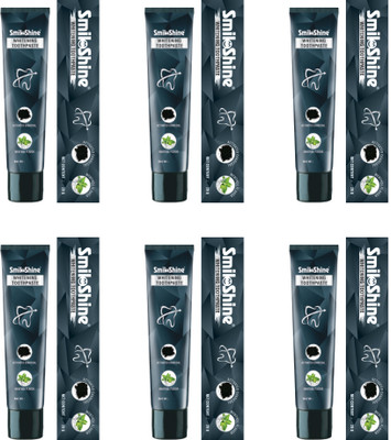 SmiloShine Whitening Charcoal Toothpaste 120g -Pack of 6 (each pack 20 grams) Toothpaste(100 g, Pack of 6)