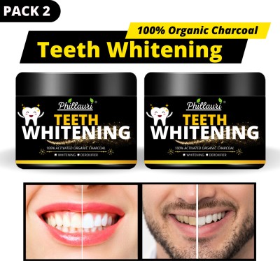 Phillauri Teeth Whitening Charcoal Powder Gutka Stain and Yellow Teeth Removal Powder(100 g, Pack of 2)