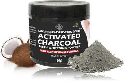 Luxurious Ayurvedic Gold Activated Charcoal Teeth Whitening Powder With Stain Remover Formula 50gm(50 g)
