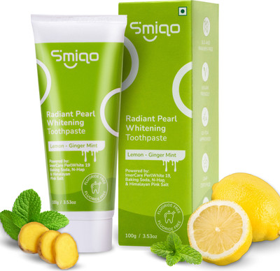 Smiqo Teeth Whitening Toothpaste | Advanced Formulation | Lemon-Ginger Mint | SLS Free Toothpaste(100 g)