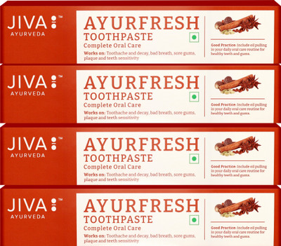 JIVA AYURVEDA Ayurfresh Toothpaste - Natural & Herbal Toothpaste - 100 g Each - Pack of 4 Toothpaste(100 g)