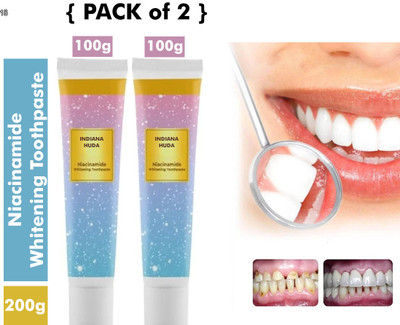 INDIANA HUDA Niacinamide Toothpaste 100g Each – Pack of 2 for White Teeth Daily Toothpaste(200 g, Pack of 2)