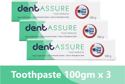 DENTASSURE Unique Formula with Dual Protection of Neem and Clove that Fights Germs Toothpaste(300 g, Pack of 3)