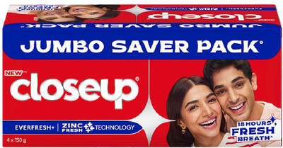 Closeup Long lasting 18 Hours Of Fresh Breath & White Teeth Toothpaste(600 g, Pack of 4)