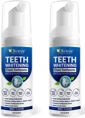 kuraiy Toothpaste Whitening Foam Natural Mouth Wash Dental Tool PACK OF 2 Toothpaste(60 ml, Pack of 2)