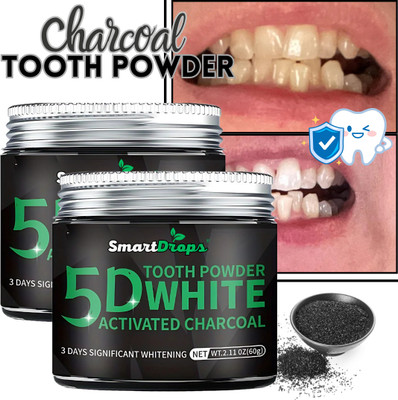 smartdrops Charcoal Teeth Whitening Powder Deeply Cleaning Gums, Stain Removal Teeth Powder(120 g, Pack of 2)