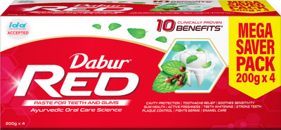 Dabur Red Ayurvedic Toothpaste Toothpaste(800 g, Pack of 4)