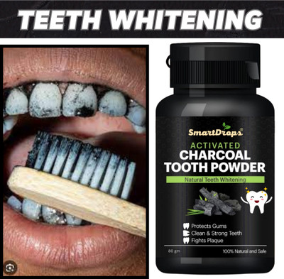 smartdrops Fluoride-Free Charcoal Teeth Whitening Powder | Safe for Daily Use(80 g)
