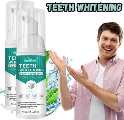 Phillauri Teeth Whitening Foam For Fresh Breath and Remove Stains Toothpaste(120 g, Pack of 2)