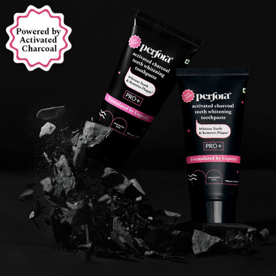 Perfora Activated Charcoal Whitening Toothpaste, Watermelon Mint Flavor , Enamel Safe Toothpaste(200 g, Pack of 2)