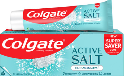 Colgate Active Salt Toothpaste with Salt and Mint, Daily Germ Protection (Combo Pack) Toothpaste(300 g)