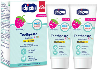 Chicco Strawberry Flavour 1-6Y, Preservative-Free (2Pcs) Toothpaste(100 g)
