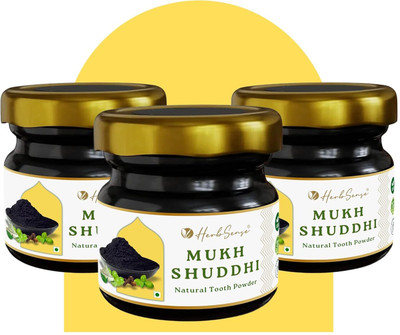 HerbSense Herbal Tooth Powder with Activated Charcoal for Teeth Whitening & Healthy Gums(20 g, Pack of 3)