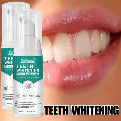 Phillauri Teeth Whitening Foam To Removes Bad Breath and Fights Germs Toothpaste(120 g, Pack of 2)