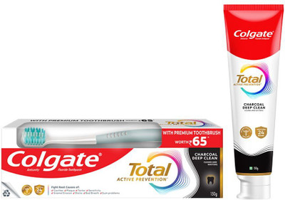Colgate Total Charcoal Deep Clean Antibacterial Toothpaste (with a Premium Toothbrush) Toothpaste(150 g)