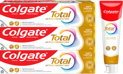 Colgate Total Anti-Tartar, Anti-Germ Tooth Paste, 1.5x Better Tartar Reduction (150g x3) Toothpaste(450 g, Pack of 3)