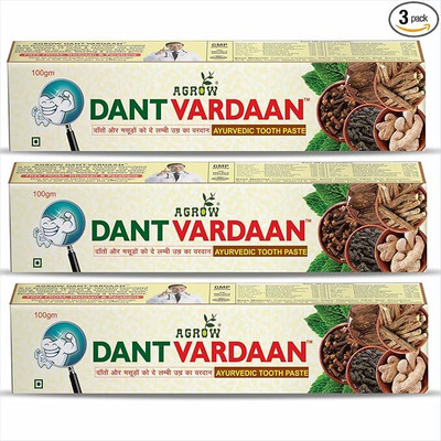 Agrow Dant Vardaan Ayurvedic Toothpaste,Minty Clove For Clean Mouth And Shining Teeth Toothpaste(100 g, Pack of 3)