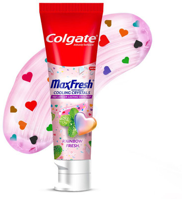 Colgate MaxFresh Rainbow Fresh Gel paste with Heart Shaped Crystals, Triple Mint Flavour Toothpaste(100 g)