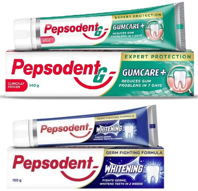 PEPSODENT WHITENING GERM FIGHT + EXPERT PROTECT gumcare Toothpaste Toothpaste(290 g, Pack of 2)