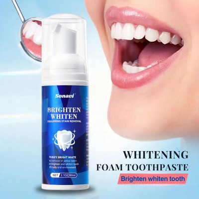 Sonavi Teeth Whitening Foam To Removes Bad Breath Fights Germs - Mint Flavor Toothpaste(60 ml)
