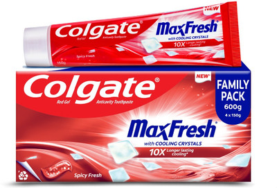 Colgate MaxFresh Toothpaste, Red Gel Paste with Menthol - Spicy Fresh (Combo Pack) Toothpaste(600 g)