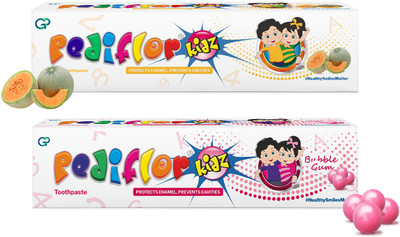 PEDIFLOR Anti Cavity Toothpaste | 70g per pack | Bubble Gum and Melon Flavour Combo Pack Toothpaste(140 g, Pack of 2)