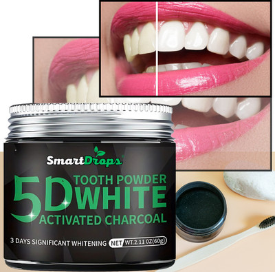 smartdrops Activated Charcoal Tooth Whitening Powder for Strong White Teeth & Stain Remove(60 g)