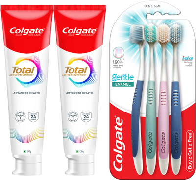 Colgate Total Advance Health Toothpaste with Gentle Enamel Toothbrush Toothpaste(300 g, Pack of 2)