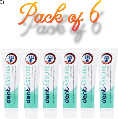 Rastic Dent Assure Neem, Tulsi And Pundina Toothpaste Pack of 6 Lid-1 Toothpaste(600 g, Pack of 6)