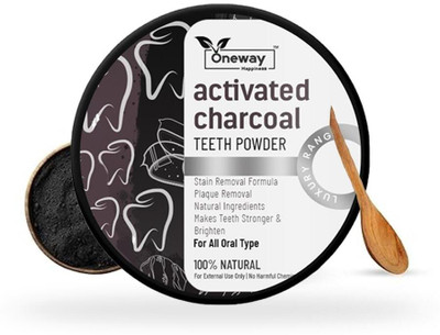 Oneway Happiness Herbal Charcoal Teeth Whitening Powder | Removes Plaque & Yellow Stains(100 g)